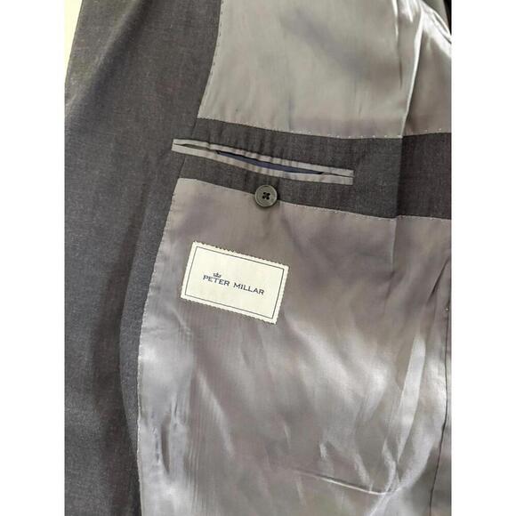 Peter Millar 2 Piece Wool Suit Mens Jacket 48R Pants 42x28 Gray - Picture 2 of 9